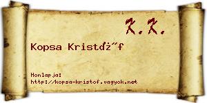 Kopsa Kristóf névjegykártya